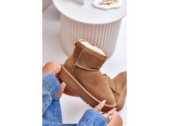 Dámské semišové sněhule na platformě nad kotníky camel Rianaella 2