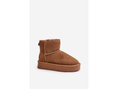 Dámské semišové sněhule na platformě nad kotníky camel Rianaella 3