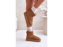 Dámské semišové sněhule na platformě nad kotníky camel Rianaella 8