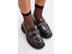 Dámské lakované mokasíny loafersy s ozdobou lz42-030 černé D&A 5