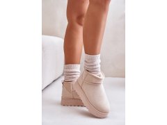 Dámské sněhule na platformě zateplené kožíškem světle béžové Xamella 4