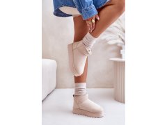 Dámské sněhule na platformě zateplené kožíškem světle béžové Xamella 5