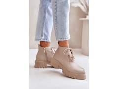 Zazoo 2952 kožené boty se zlatou dekorací Béžové 5