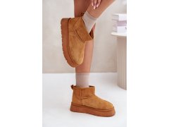 Nízké dámské sněhule na platformě s&nbsp;teplou podšívkou camel Saldren 7