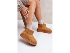 Nízké dámské sněhule na platformě s&nbsp;teplou podšívkou camel Saldren 8