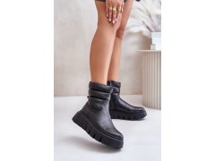 Zazoo 60512 dámské kožené boty na zip s teplou filcovou podšívkou Černé 1