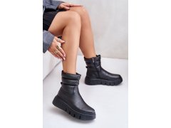 Zazoo 60512 dámské kožené boty na zip s teplou filcovou podšívkou Černé 8