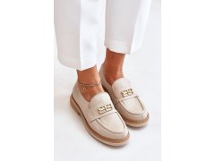 Zazoo 20174 kožené elegantní polobotky dámské na plochém podpatku Béžové 4