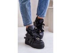 Kožené dámské sneakersy na masivní platformě chebello 4561 Černé 2