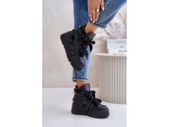 Kožené dámské sneakersy na masivní platformě chebello 4561 Černé 4