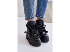 Kožené dámské sneakersy na masivní platformě chebello 4561 Černé 5