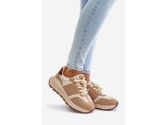Zateplené dámské kožené sneakersy big star oo274a317 hi-poly system Béžové 2