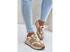 Zateplené dámské kožené sneakersy big star oo274a317 hi-poly system Béžové 4