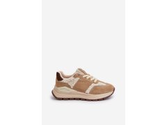 Zateplené dámské kožené sneakersy big star oo274a317 hi-poly system Béžové 5