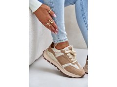 Zateplené dámské kožené sneakersy big star oo274a317 hi-poly system Béžové 7