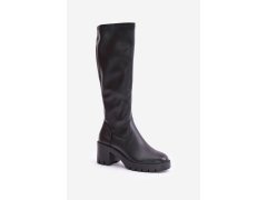 Černé kozačky nad kolena na sloup vinceza 58332 5