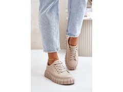 Zateplené dámské sneakersy big star mm274618 béžové 1