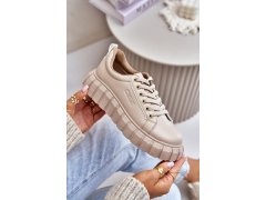 Zateplené dámské sneakersy big star mm274618 béžové 3
