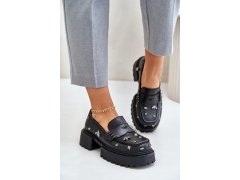 Kožené dámské polobotky s&nbsp;ozdobami d&a mr880-102 Černé 5