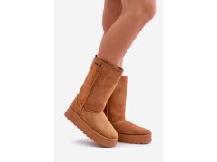 Vysoké sněhové boty na platformě big star oo274893 Camel 7