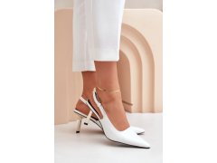 Lakované lodičky s otevřenou patou bílé Filona 2