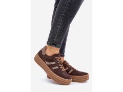 Zazoo n1176 semišové sneakersy na platformě leopardí Čokoládové 1