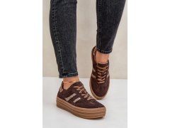 Zazoo n1176 semišové sneakersy na platformě leopardí Čokoládové 3