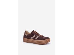 Zazoo n1176 semišové sneakersy na platformě leopardí Čokoládové 4