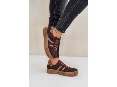 Zazoo n1176 semišové sneakersy na platformě leopardí Čokoládové 5