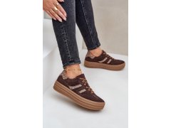 Zazoo n1176 semišové sneakersy na platformě leopardí Čokoládové 7