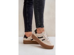 Semišové tenisky na platformě béžové zazoo N1176 3