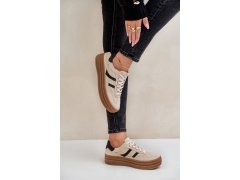 Semišové tenisky na platformě béžové zazoo N1176 6