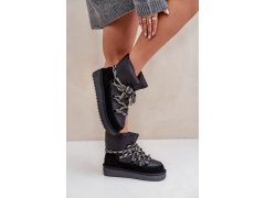 Semišové sněhule dámské s&nbsp;hlavními šněrováním d.franklin dfsh375003 Černé 4