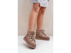 Semišové sněhule dámské s hlavními šňůrkami d.franklin dfsh375003 Taupe 1