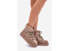 Semišové sněhule dámské s hlavními šňůrkami d.franklin dfsh375003 Taupe 2