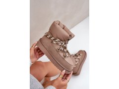 Semišové sněhule dámské s hlavními šňůrkami d.franklin dfsh375003 Taupe 3