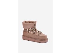 Semišové sněhule dámské s hlavními šňůrkami d.franklin dfsh375003 Taupe 4