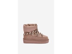 Semišové sněhule dámské s hlavními šňůrkami d.franklin dfsh375003 Taupe 8