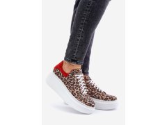 Kožené sneakerky na platformě s leopardím vzorem zazoo 3346 hnědo-červené 1