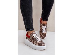 Kožené sneakerky na platformě s leopardím vzorem zazoo 3346 hnědo-červené 2