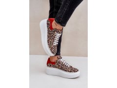 Kožené sneakerky na platformě s leopardím vzorem zazoo 3346 hnědo-červené 4
