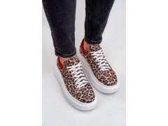 Kožené sneakerky na platformě s leopardím vzorem zazoo 3346 hnědo-červené 5