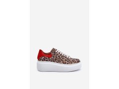Kožené sneakerky na platformě s leopardím vzorem zazoo 3346 hnědo-červené 7