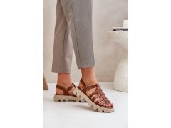 Kožené dámské sandály zazoo 3695 Camel 2