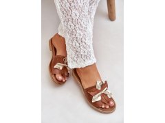Pantofle s dekorací přírodní kůže zazoo 3574/z Camel 5
