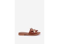 Pantofle s dekorací přírodní kůže zazoo 3574/z Camel 7
