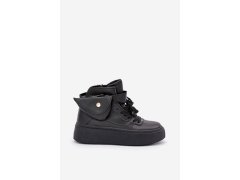 Vysoké sneakersy s kapsou na platformě černé Saramis 7