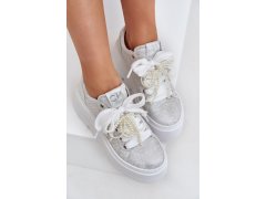 Kožené sneakersy na platformě chebello 4658 stříbrné 8