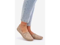 Elegantní velurové espadrilky s květinami dámské béžové zazoo 10177 1