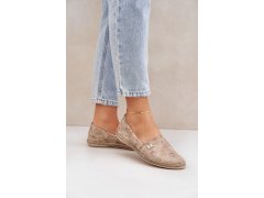 Elegantní velurové espadrilky s květinami dámské béžové zazoo 10177 2
